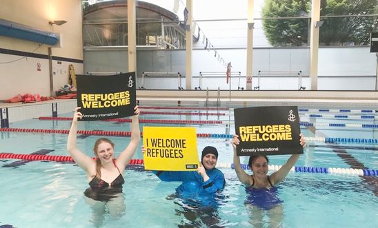 Amnesty International Croydon group members swimming