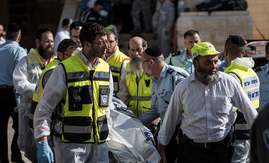 Medical workers after the Jerusalem attack
