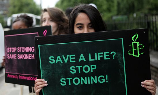 Young Campaigners protesting against stoning Young Campaigners protesting against stoning