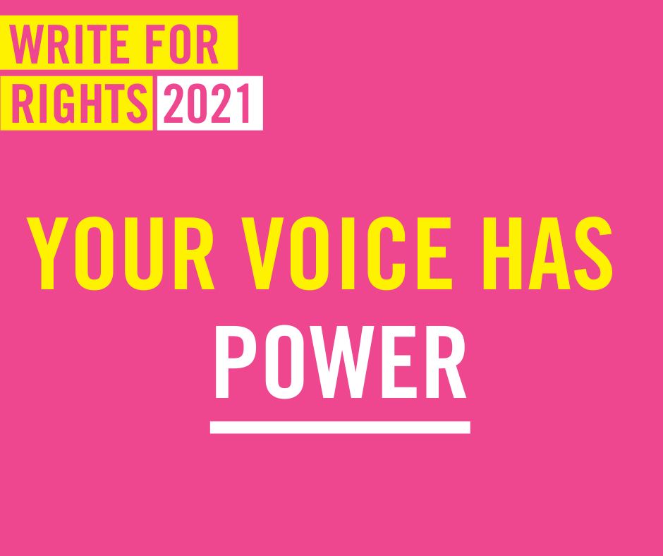 Write For Rights 2021 Amnesty International UK