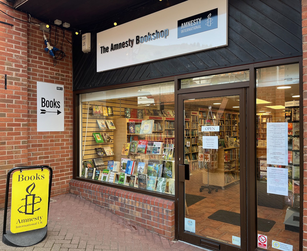 Photo of the Malvern Amnesty Bookshop window