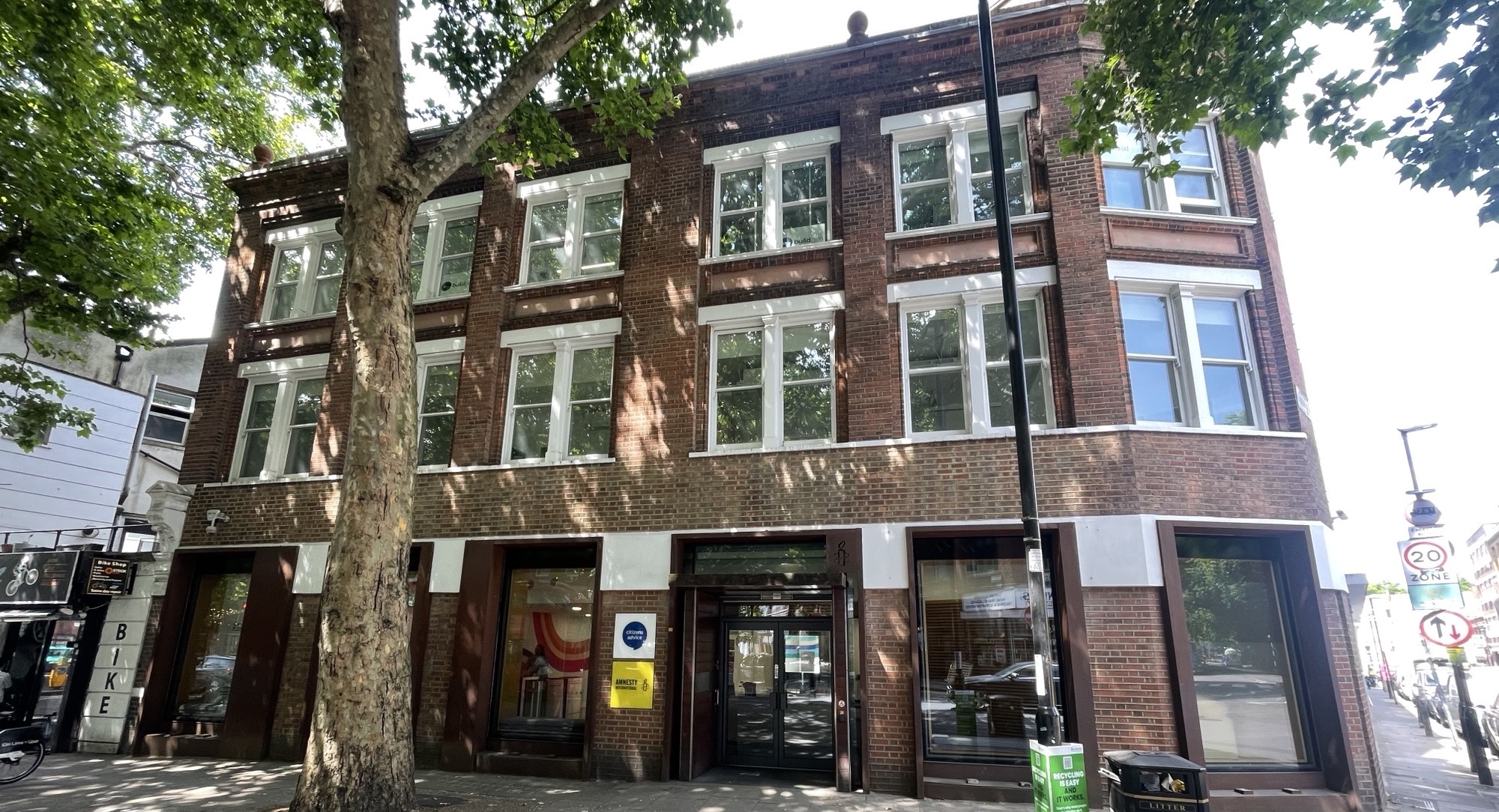 Street-level view of Peter Benenson House entrance at the corner of Easton Street and Rosebery Avenue Street-level view of Peter Benenson House entrance at the corner of Easton Street and Rosebery Avenue