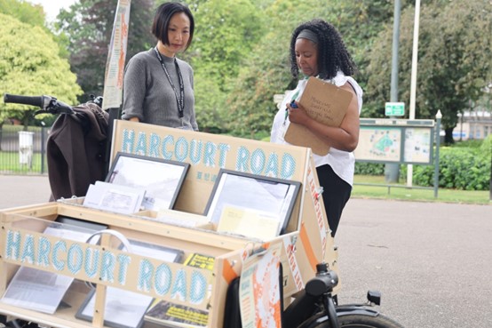 C&G’s ‘Harcourt Roads in parallel World’. Clara is explaining the idea to residents in Sheffield.