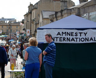 North Wiltshire Amnesty group stall at the Chippenham Folk Festival