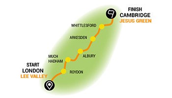 London to Cambridge 2021 route