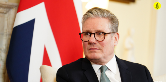 Keir Starmer with union jack background