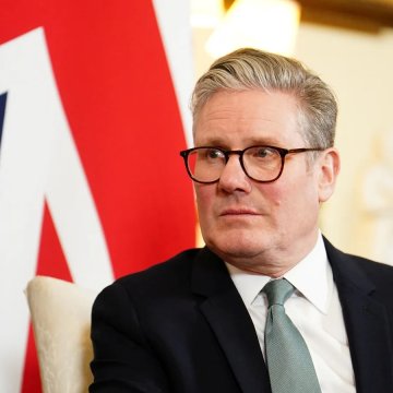 Keir Starmer with union jack background