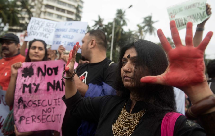 Thousands of people took to the streets in protests across India in June 2017 for the 'not in my name' campaign