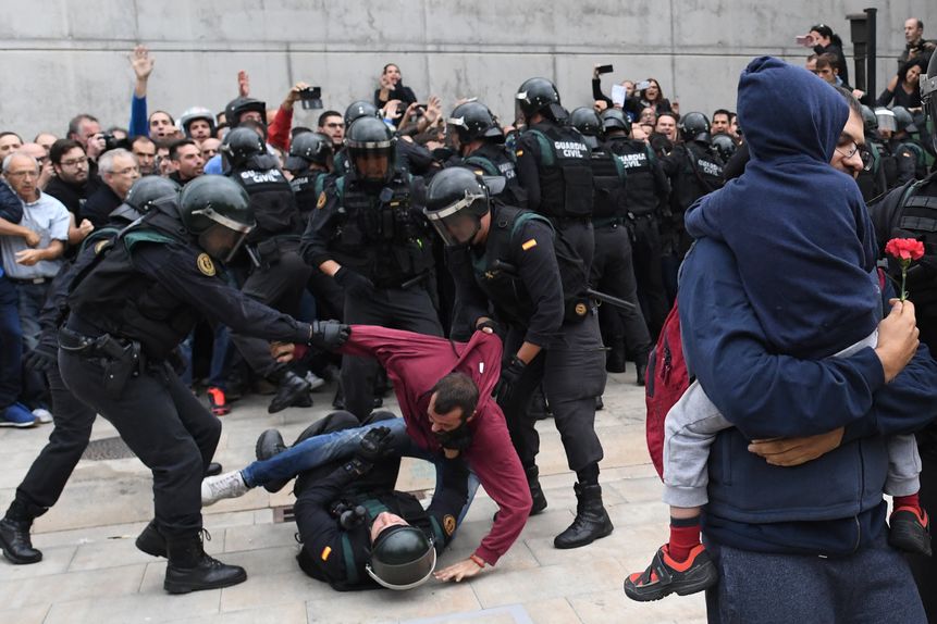 Protesters around the Catalonian independence referendum were subjected to excessive force by Spanish riot police in 2017