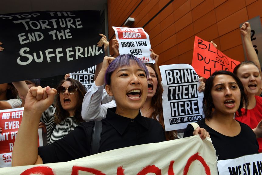 Rallying for refugee rights on Manus Island - protest in Australia