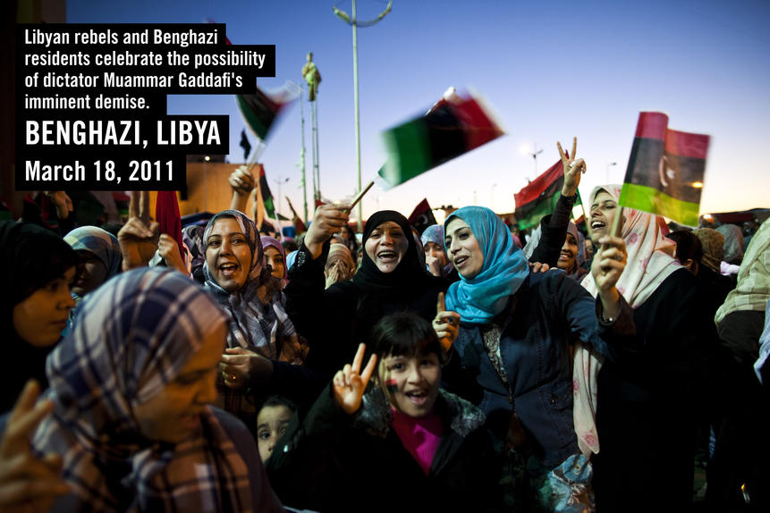 Libyan rebels and Benghazi residents celebrate the passing of a UN resolution