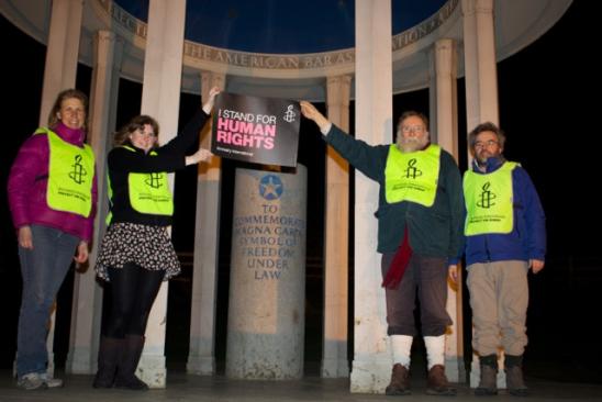Vigil for Syria at the Magna Carta memorial, Runnymede