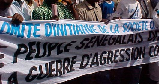 Civil society leaders at an anti war demonstration in Dakar.