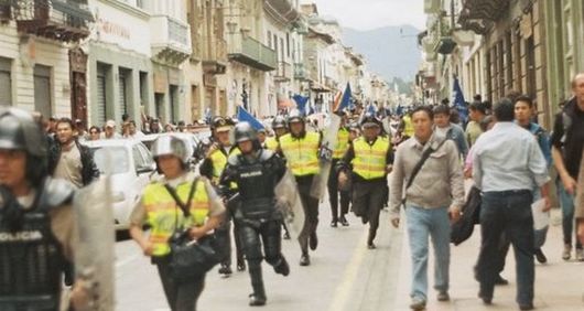 Riot police in Ecuador