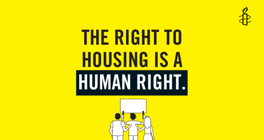 image that reads: The right to housing is a human right