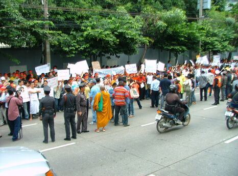 Amnesty International Thailand demonstration at Burmese (Myanmar) embassy in Bangkok