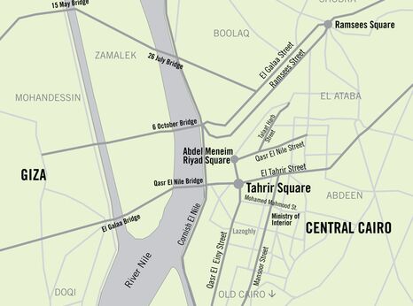 Map of central Cairo, Egypt