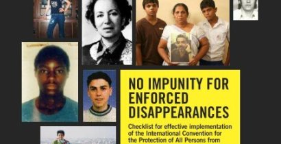 Image of the front of an Amnesty report on enforced disappearance, showing several individuals who have been disappeared