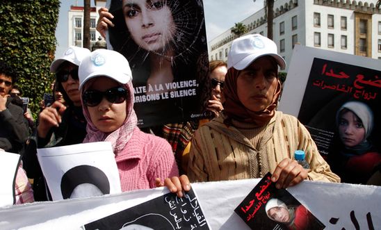 Activists protest against the suicide of Amina al-Filali in Morocco
