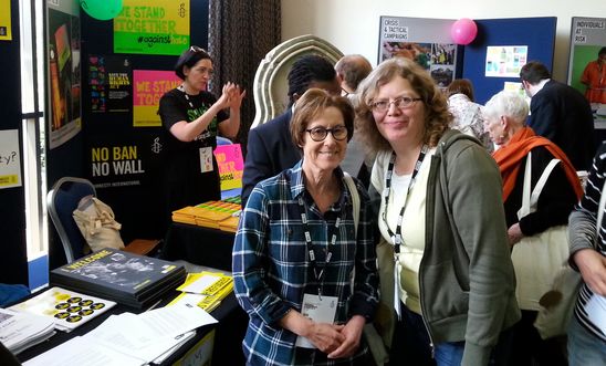 Warrington group members Gill and Sue at the AIUK National Conference in Nottingham
