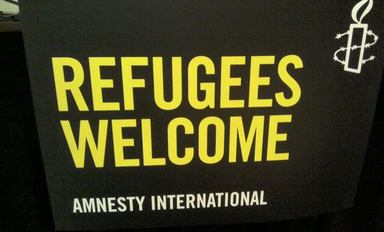 Refugees welcome Amnesty banner Refugees welcome Amnesty banner