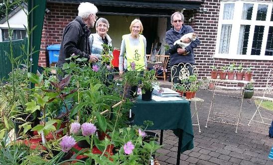 Members taking a break at the plant sale