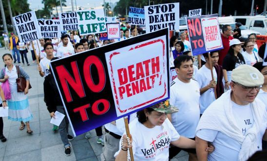A protest against plans to reimpose death penalty in the Philippines earlier this year