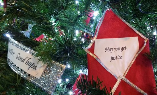 Decorations on the Amnesty Christmas tree