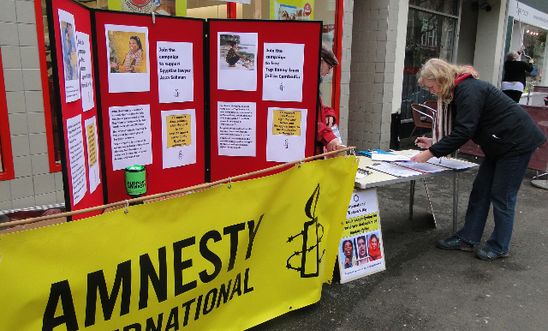 Amnesty street stall in Minehead Amnesty street stall in Minehead