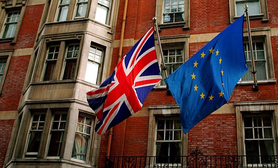 England and EU flags England and EU flags
