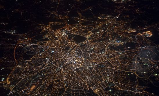 Aerial view of London at night