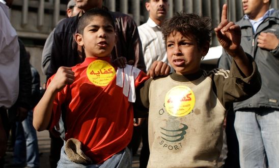 Young protestors, Cairo, Egypt, 25 January 2011