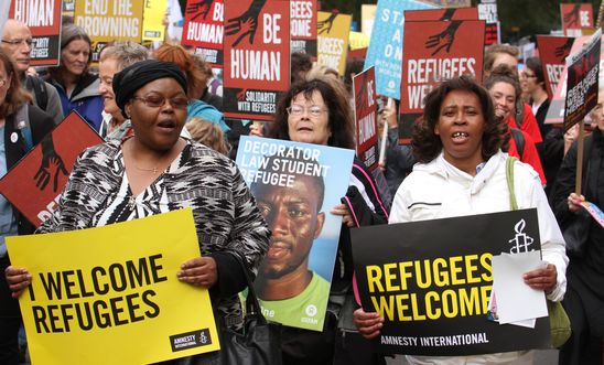 Refugees Welcome demonstration march underway in London