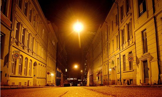 Empty street in Oslo in area where sex is sold.