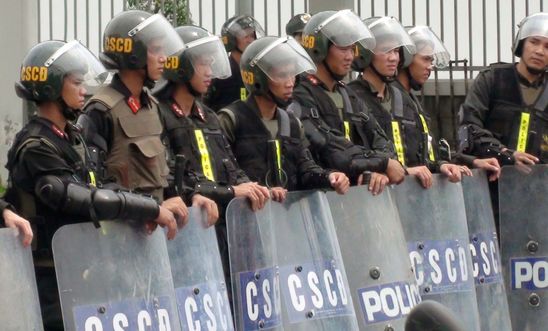 Riot police in Vietnam pictured in 2014