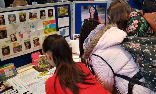 Writing messages to women human rights defenders