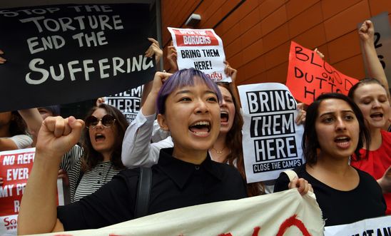 Refugee advocates protest demanding the immediate evacuation of Manus Island refugees to Australia 