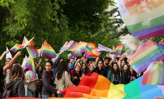 Pride celebration by students at the Middle East Technical University (METU) campus, in Ankara, Turkey, May 2018