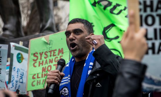 Kumi addressing youth climate strikers at protests in March 2019