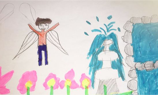 Ahmed H's daughters drew a picture of him with wings so he could fly home to them. 