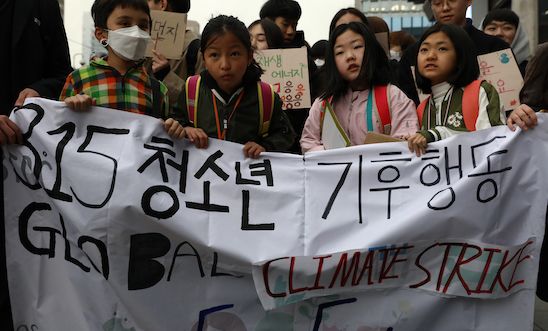 Young people striking for urgent climate action in Seoul, South Korea Young people striking for urgent climate action in Seoul, South Korea