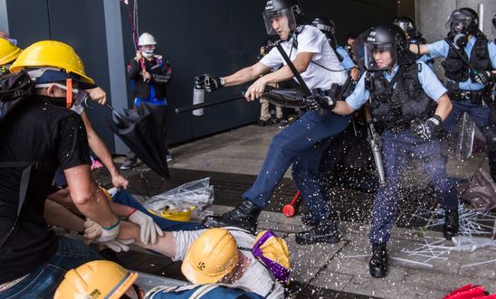 Clashes between police and protesters in Hong Kong