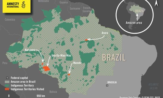 Maps of indigenous territories visited by Amnesty International