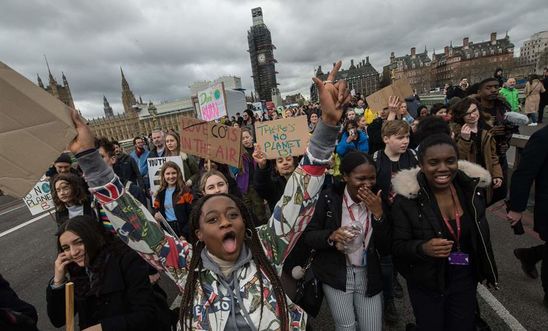 Image shows climate strikers in London 