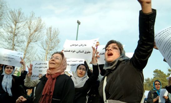 Women demonstrating for equal rights