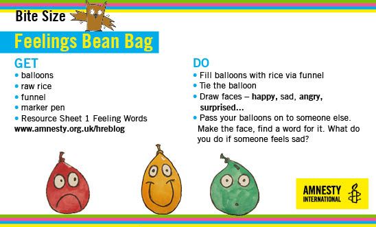 Make bean bags to show different feelings