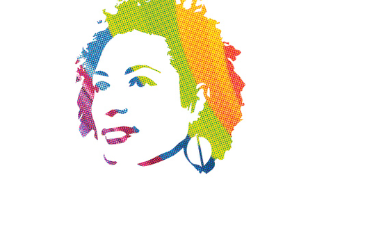 Illustration of Marielle in rainbow colours