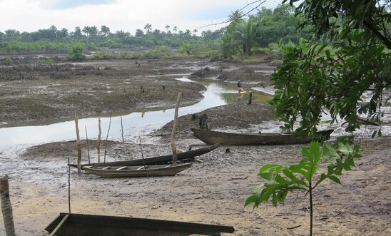 Boats on a shore in Niger delta