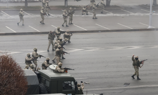 Security forces are used in a counterterrorism operation to stop mass unrest. Protests were sparked by rising fuel prices in the towns of Zhanaozen and Aktau in western Kazakhstan on 2 January and spread rapidly across the country. Security forces are used in a counterterrorism operation to stop mass unrest. Protests were sparked by rising fuel prices in the towns of Zhanaozen and Aktau in western Kazakhstan on 2 January and spread rapidly across the country.