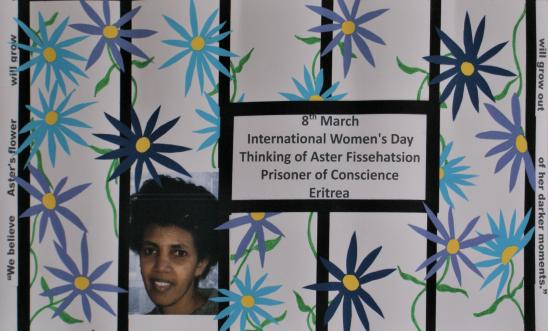 Poster requesting the release of Aster Fissehatsion